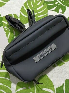 ESSENTIALS Black Men's Belt Bag with Front Patch